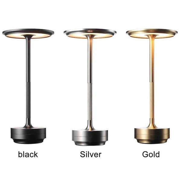 Touching Control Crystal Lamp Rechargeable Waterproof Soft Light Metal Dimmable Cordless Desk Lamp Black