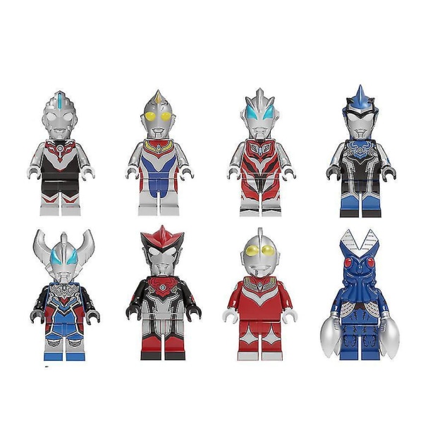 8 Pieces Of Ultraman Building Blocks Minifigures Assembling Toys