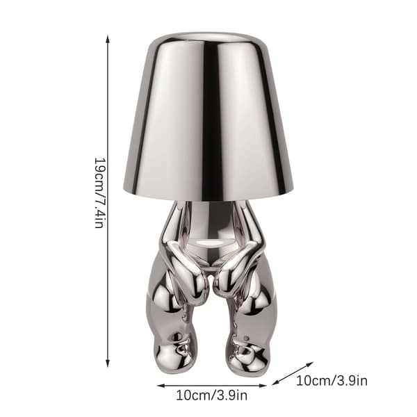 Little Golden Man Led Table Lamp Touch Control Dimmable Creative Iron Resin Desk Light Bedside Lamp Light Silver Mr WHEN
