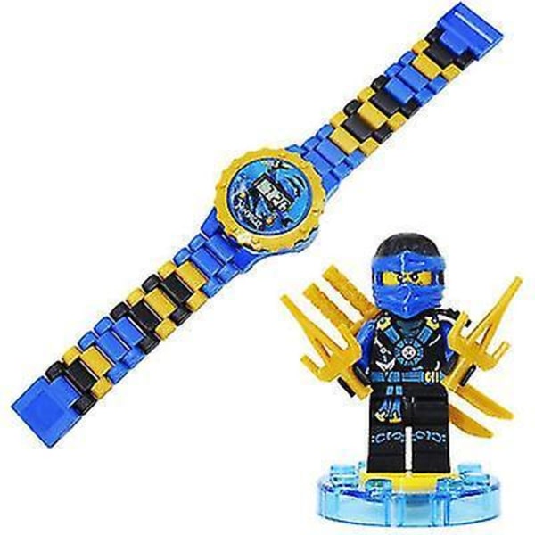 Lasten rakennettava kello ja kellot Muovikello linkkiketjulla ja minifiguurilla B