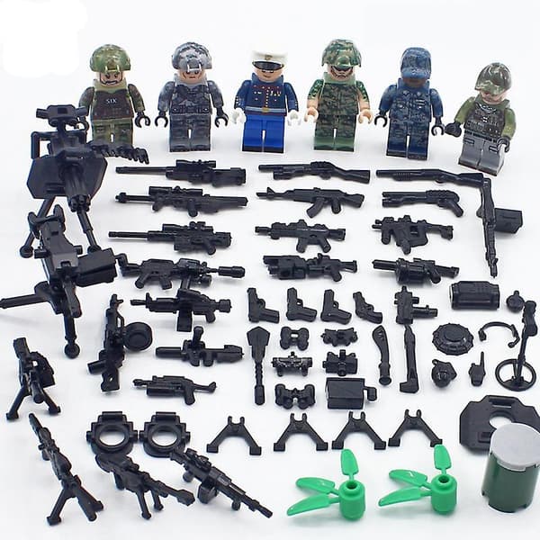 6 stk. American Leopard Raid Special Elite Force Kroppsrustning Barn DIY Monterte Byggeklosser