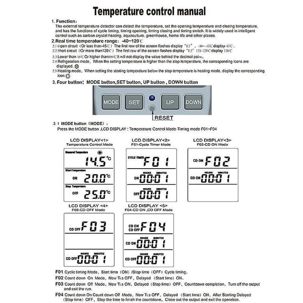 Termostat Digital Temperaturregulator Stikkontakt M/ Timer Switch Sensor Probe Varme Køling 16a UK
