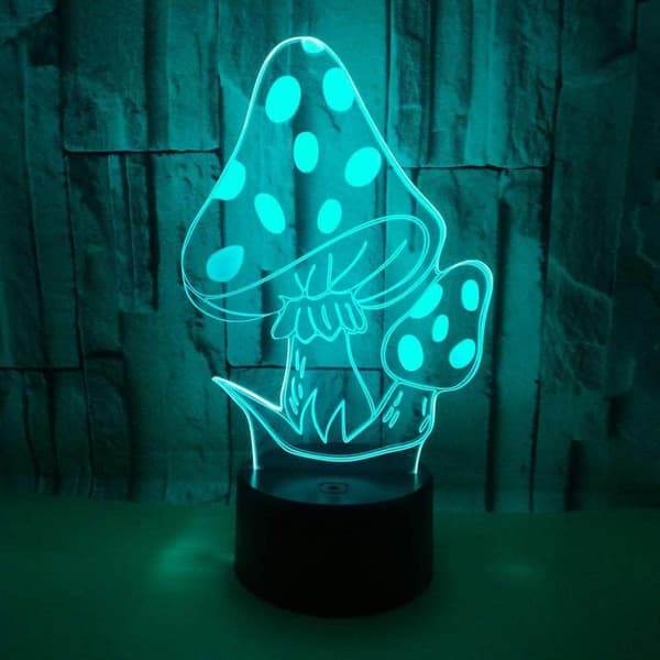 Justup Mushrooms 3d Led Table Lamp Psychedelic Mushrooms Night Light Optical Visual Illusion Home Decor Lighting