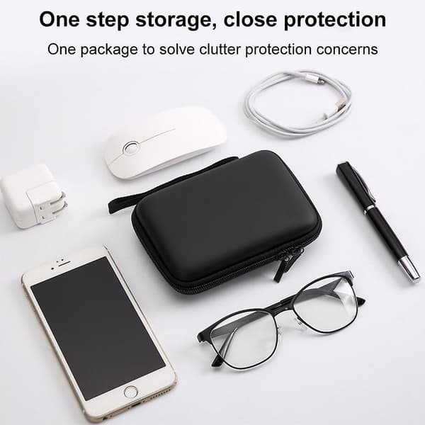 2.5 Inch Mobile Hard Disk Bag Protection Bag Shockproof Hard Disk Box Protective Cover Digital Accessories Storage Multi-function Bag Black