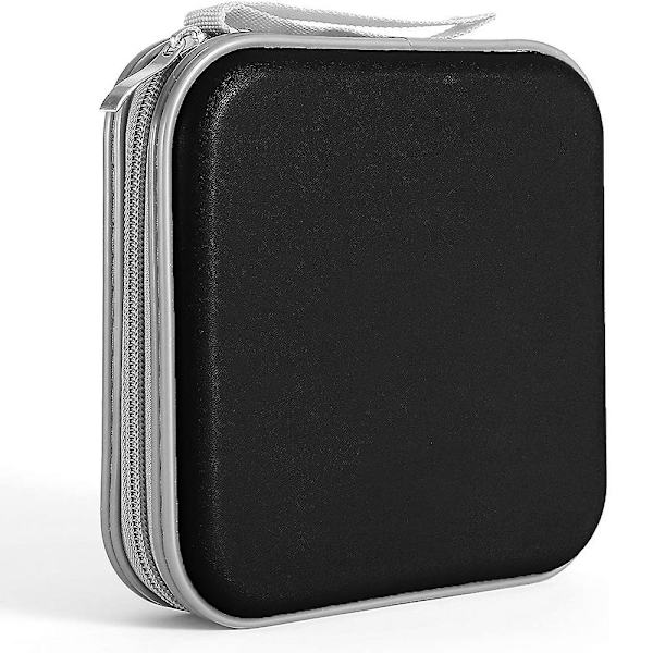 40 Capacity Cd Case, Hard Plastic Dvd Case Portable Zipper Cd Case Black