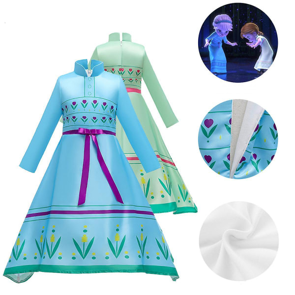Prinsessa Aisha -mekko Frozen rusettivyötäröllä, pitkähihainen 130CM