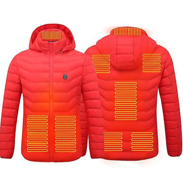 Varmejakke, Vinter Udendørs Varm Elektrisk Varmejakke, 8 Varmezoner, Super Varm Jakke red M