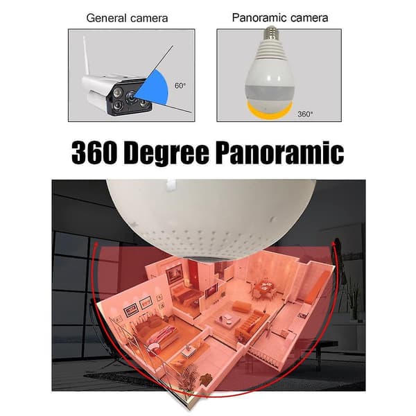 360 Panorama 1080p Ir Camera Bulb Wifi Fisheye Cctv Security Camera