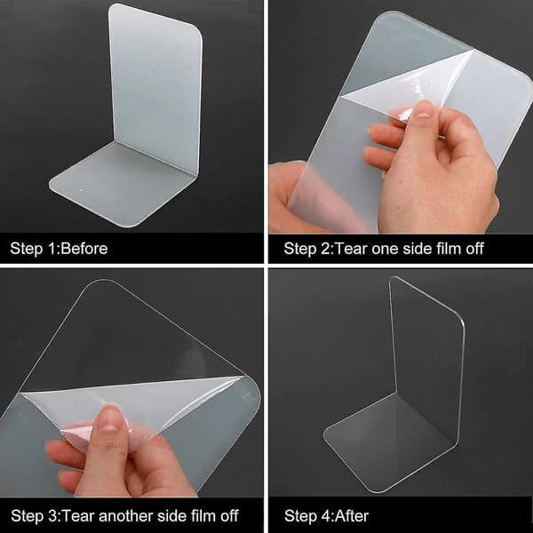 8pcs Bookends, Clear Acrylic Bookends For Shelves, Plastic Bookends For Home