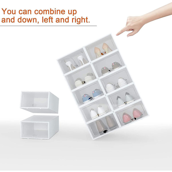 12 Pcs Shoe Box Transparent Foldable Storage Box With Lid(33x23x14cm)