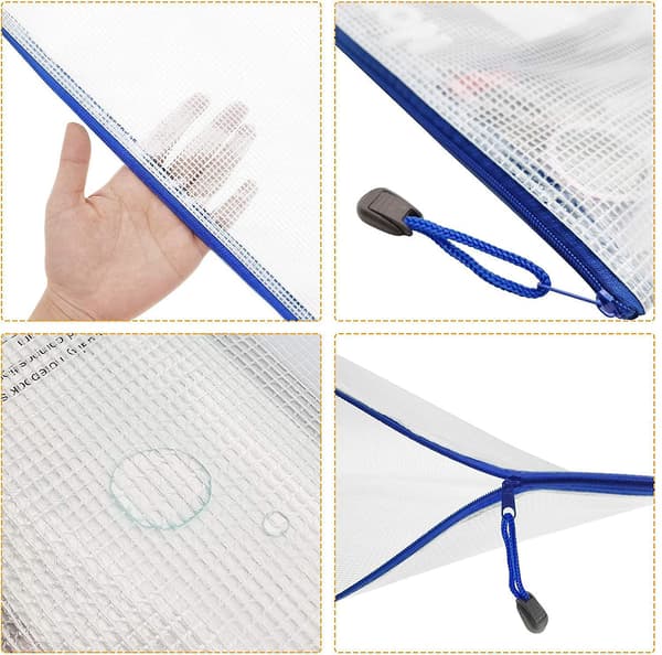5pcs Zipper File Bag-multifunctional Storage Folder, Suitable For School And Office Files (white, B4)