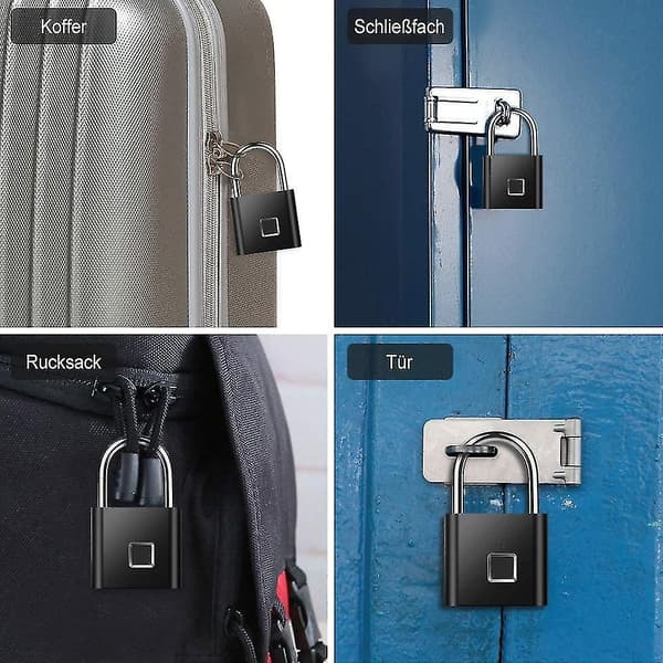 Fingeravtrykk Mini Smart Hengelås USB-Lading Biometrisk Høy Sikkerhet