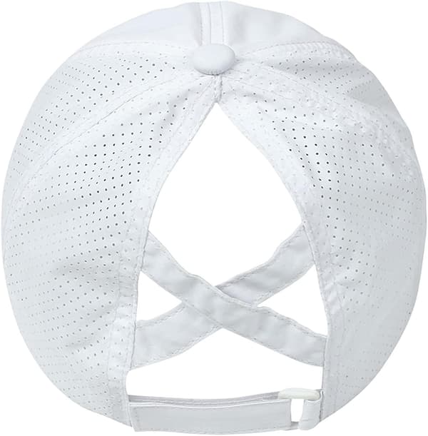 Womens Criss Cross Ponytail Baseball Cap Adjustable High Messy Bun Ponycap Quick Drying Hat White