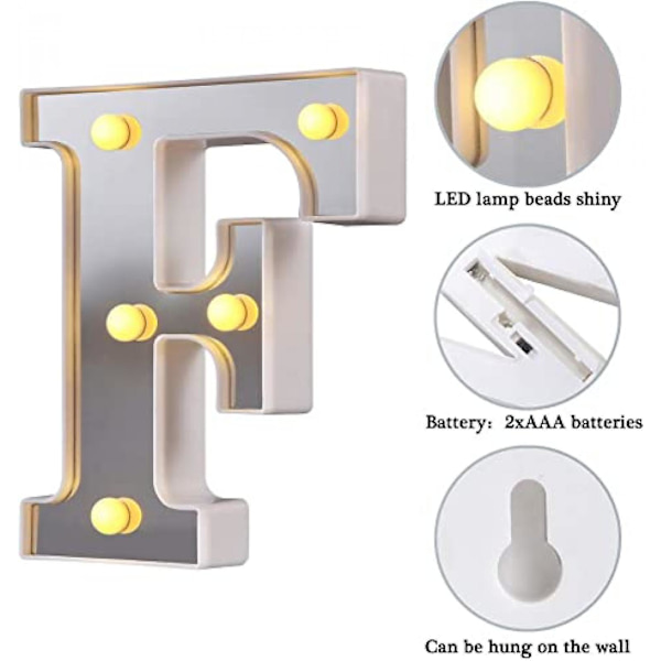 LED Marquee Bogstav Lys 26 Alfabet Lysende Bogstaver Skilt Perfekt Til Natlys Bryllup Fødselsdagsfest Julelampe Hjemmebar Dekoration B09 F