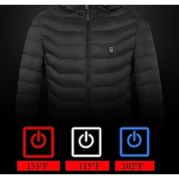 Varmejakke, Vinter Udendørs Varm Elektrisk Varmejakke, 8 Varmezoner, Super Varm Jakke black 2XL