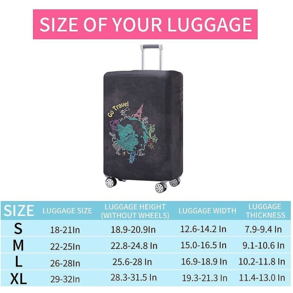 Luggage Cover Washable Suitcase Protector Anti-scratch Suitcase Cover Fits 18-32 Inch Luggage (s) S