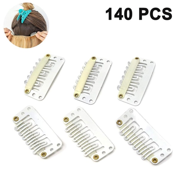 140 Piece Clips Wigs Clips U Shape Snap Clips Iron Metal Replacement Beige