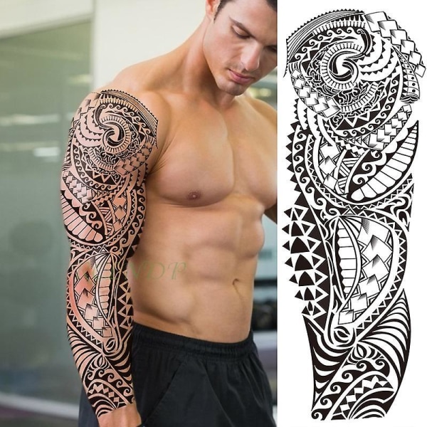 Waterproof Temporary Tattoo Sticker Totem Geometric Full Arm A