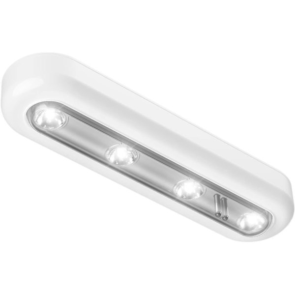 4 LED Berøringssensor Nattlys Skaplampe White