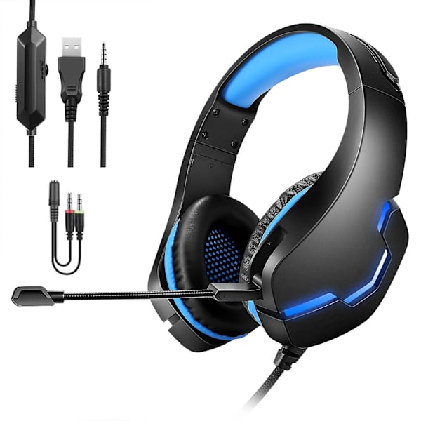 Gaming Headset, Ps5 Headset With Stereo Surround Sound,ps4 Gaming Headset, Over Ear Headphones With Noise Canceling For Xbox,pc,switch,mac,laptop, Blu A