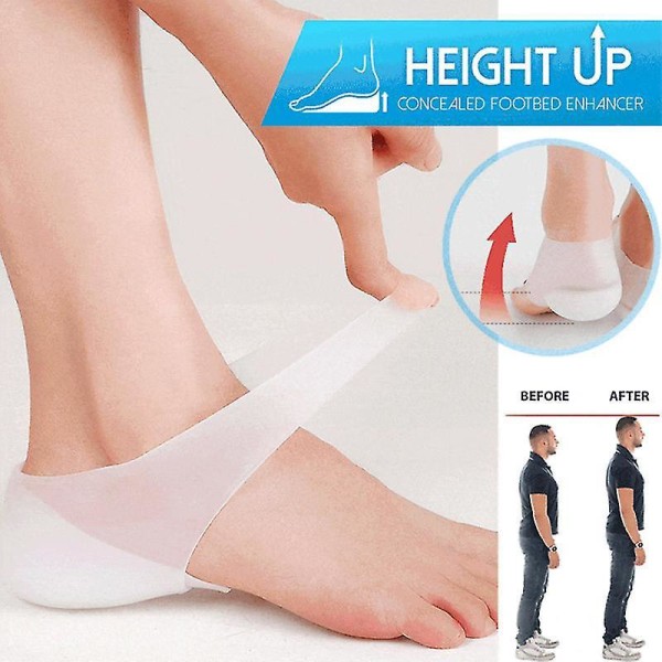 1 Pair Concealed Footbed Enhancers Invisible Height Increase Silicone Insoles Pads height - 3.5cm Male