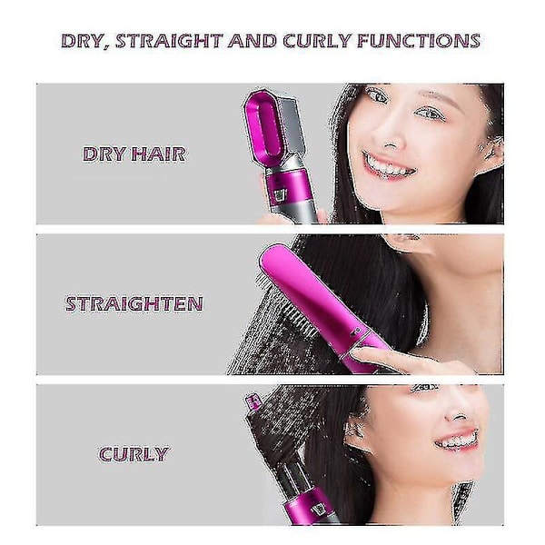 5 In 1 Hair Electric Hair Styler Hair Dryers Curler Straighteners Blow Dryer Brush Dry Set Rose US