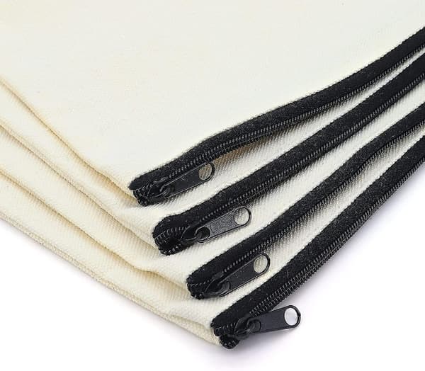 20 Pcs Blank Canvas Bags With Zipper, Multipurpose Canvas Pouch, Canvas Makeup Gift