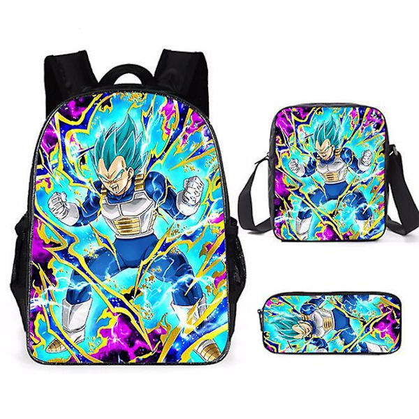Dragon Ball -aiheinen alakoulun reppu 3-osainen setti, tietokonelaukku, olkalaukku, penaali