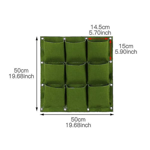 2/3/4/6/9 Pockets Vertical Hanging Planter, Wall Mount Garden G GREEN 6 pockets