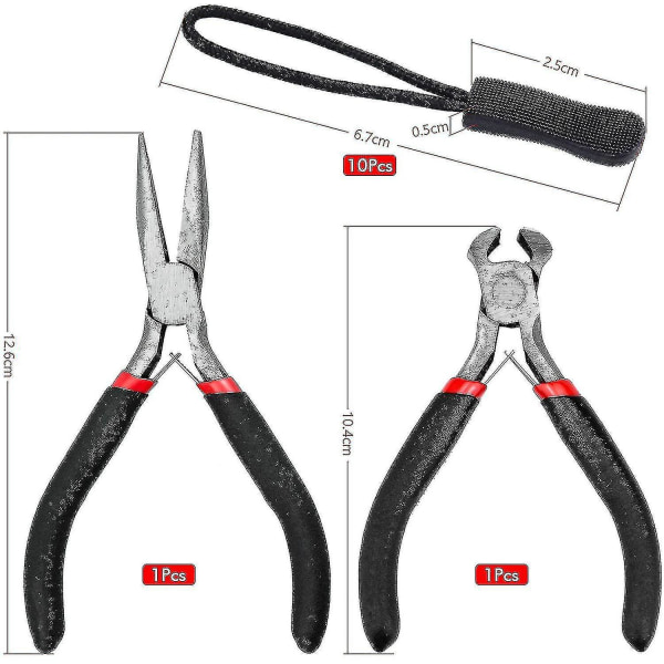 197 Pcs Zipper Repair Kit, Replacement Zip Slider Zipper Replacement With 2 Mini Pliers, For Garment, Bag, Jackets, Tents, Luggage