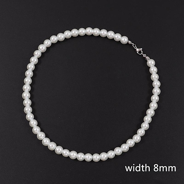 2022 New Trendy Imitation Pearl Necklace Men Temperament Simple Handma 60cm 8mm