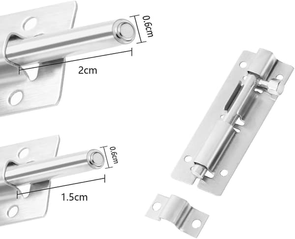 3 Pcs Stainless Steel Sliding Latch Locks with Screws, Durable Small Plate Latches