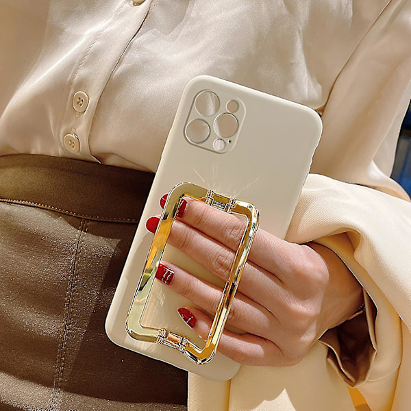 Phone Back Cover Multifunctional Anti-fall Ultra-thin Fashionable Metal Square Buckle Support Phone Case For Iphone 11 Pro Max/11 Pro/11/xs M Green for iPhone Xs