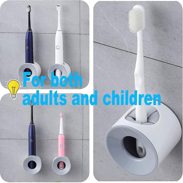 2pcs Electric Toothbrush Holder For Bathroom, Wall Mounted For Space Saving, Bathroom Storage Caddy