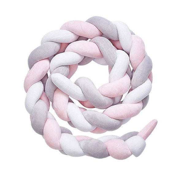 Sengekant, baby Bumper Sengeslange Baby Seng Bumper Vevd Kantbeskyttelse Hodebeskyttelse Dekorasjon For Barneseng (grå, 100cm) White*Pink*Grey 100cm