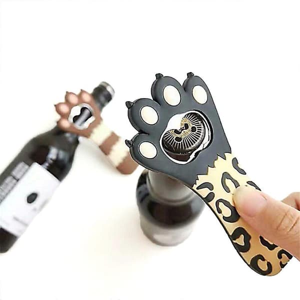 Sød Katteklosformet Flaskeåbner Køleskabsmagnet Ølåbnere Black Leopard