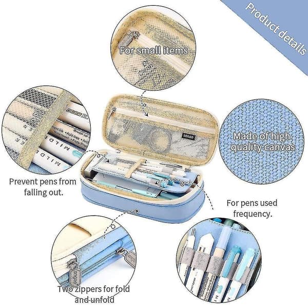 Pencil Case Large Pen Case Office College Large Storage Bag Storage Bag Storage Box Student (light Blue)