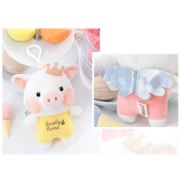 Cartoon Cow Plush Doll Backpack Pendant 14cm Light Blue
