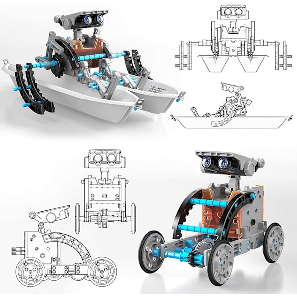 Stem 12-i-1 Uddannelsesmæssigt Solcelle Robot Legetøj - 190 Dele