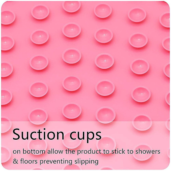 Larger Shower Foot Scrubber Mat With Non-slip Suction Cups- Cleans, Smooths, Exfoliates And Massages Your Feet Without Bending, Foot Circulation And S Pink