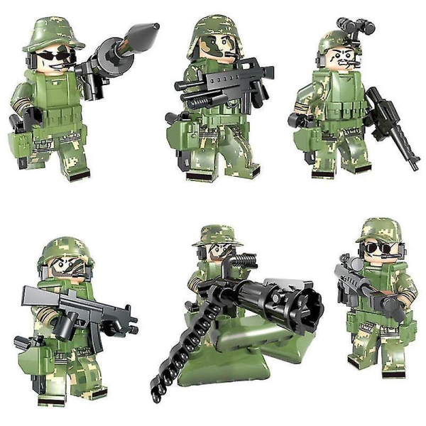 Military Building Blocks 6pcs Camouflage Geely Clothing Cf Through The Line Of Fire Weapons And Equipment Diy Assembled Building Blocks Minifigures