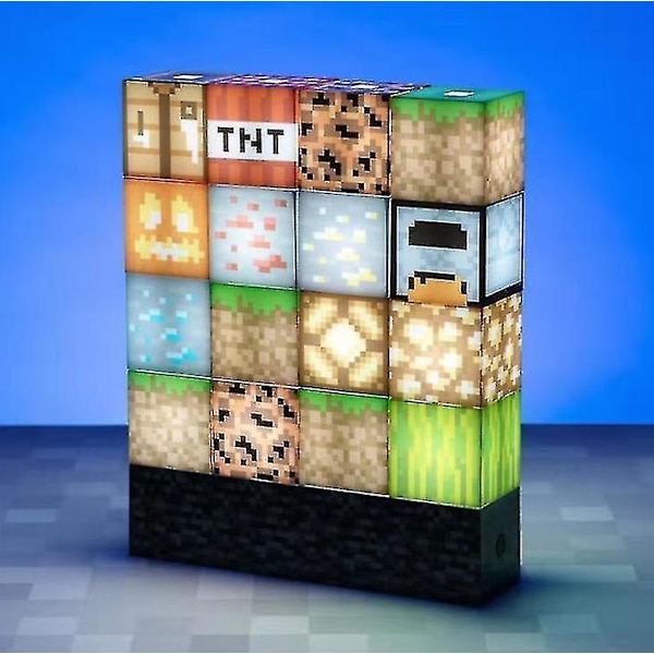 16 stk Minecraft Byggekloss Lys Skrivebordslampe Sammenføyingslys Sylys DIY