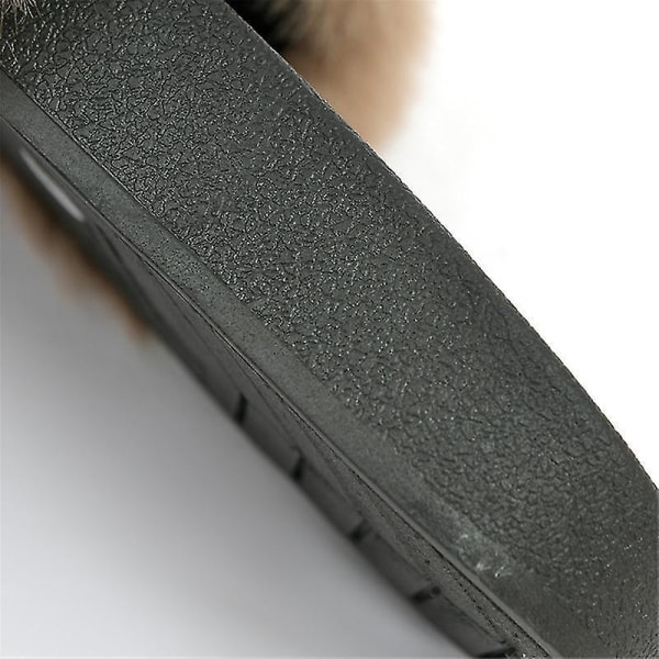 Myke slippers i imitert pels for kvinner, komfortable sandaler med åpen tå og fleece KHAKI 41