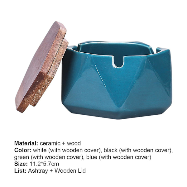 Ashtray Retro Multi-function Ceramic Windproof Geometric Ash Tray For Home Green