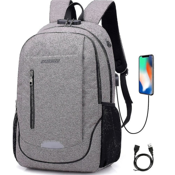 Student School Bag Usb Charging Travel Bag Computer Backpack Dark gray