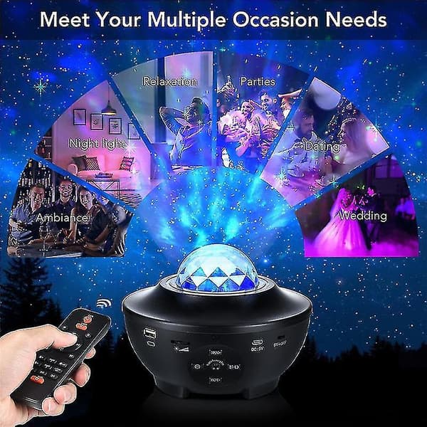 Led Galaxy Starry Night Light Projector Ocean Star Sky Party Speaker Lamp Remote