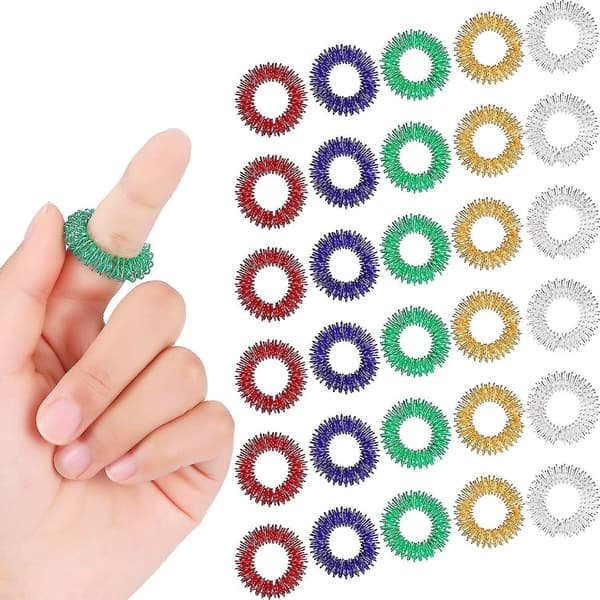 30 Stykker Finger Massasje Ring Pigg Sensorisk Finger Ring