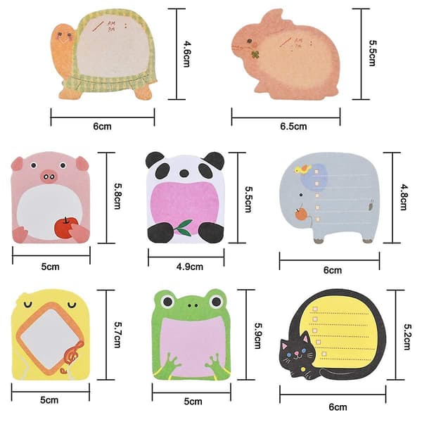 Tegneserie Sticky Notes Selvklæbende Sticky Notes Søde Dyr Formede Sticky Notes Til Studerende Hjemmekontor Roommates Gaver 8Pcs
