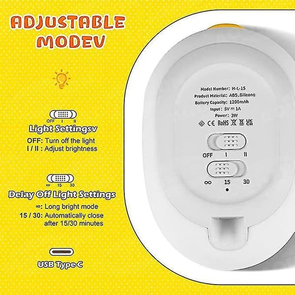 Cute Duck Rechargeable Bedside Led Night Light With Touch Sensor  For Children Room Desk Decor