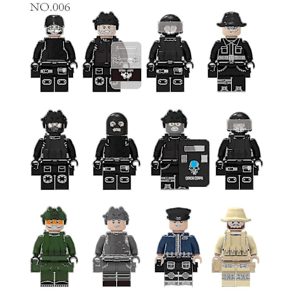 12pcs Special Police Minifigure Building Block Doll Small Particle Assembled Doll Toy